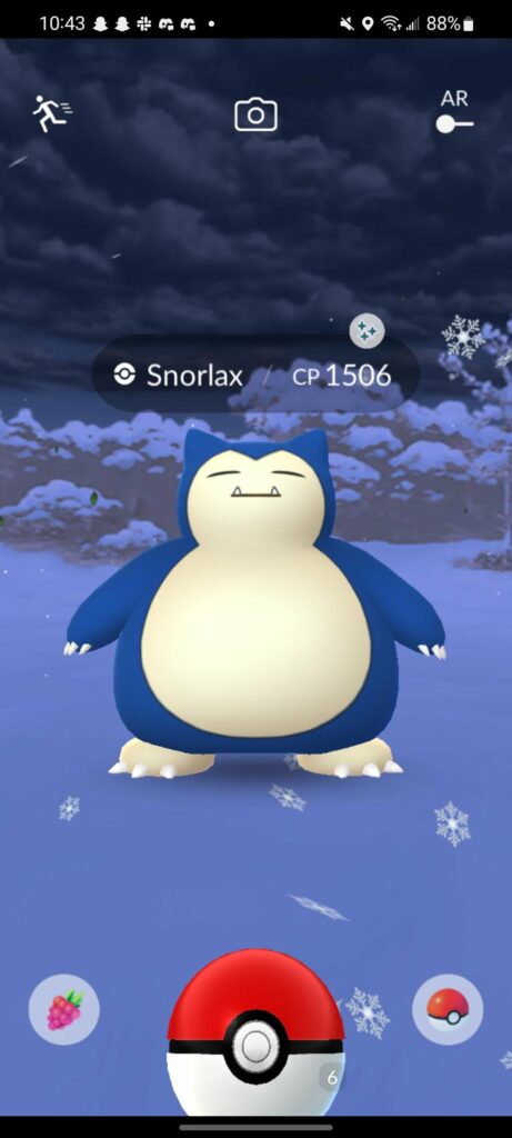 Shiny snorlax in snow looks very cozy!