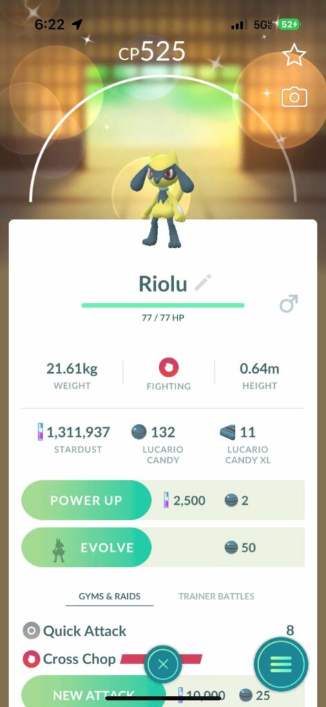 Can’t believe I hatched this. This was my 7th riolu seen