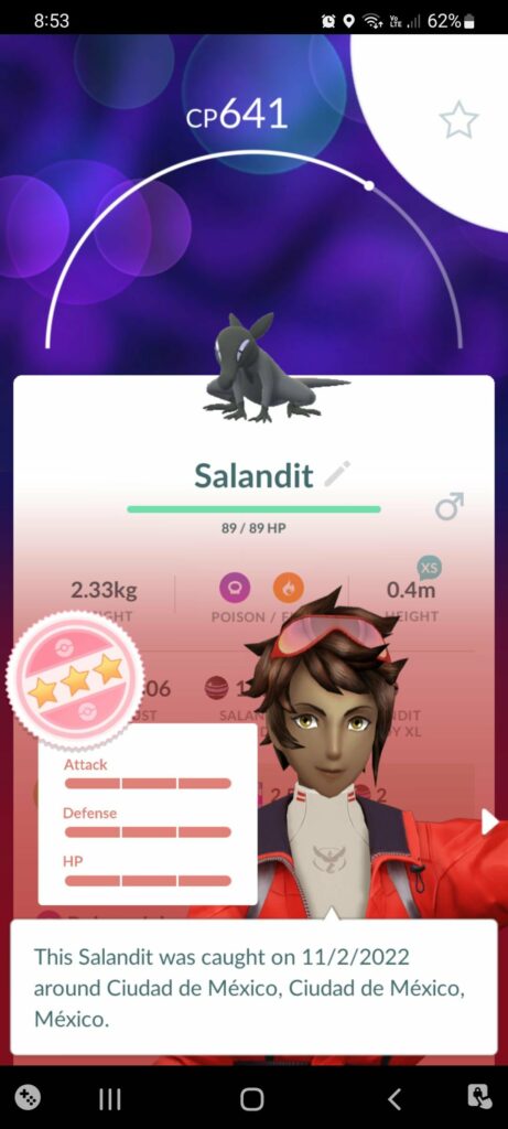 Male Salandit with perfect IVs 😭😠