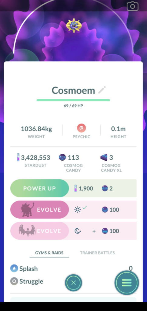 remember, everyone, if the option to evolve cosmoem doesn't appear for you, try closing the app out and opening it back up. that's what I had to do.