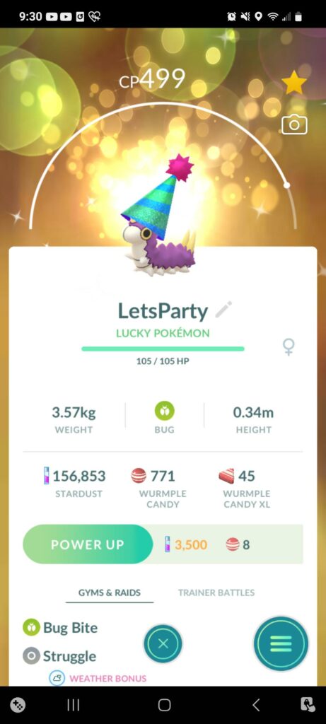 I'm tired of yall rubbing your shinys in my face! Behold my Lucky Purple Party Wurmple!