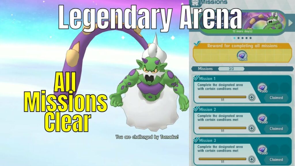 F2P | 2022 | All mission Clear Guide | Tornadus Legendary Arena | Pokemon Masters EX