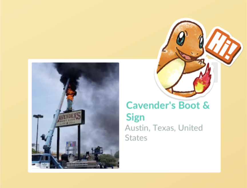 The building is on fire in the image for this Pokéstop