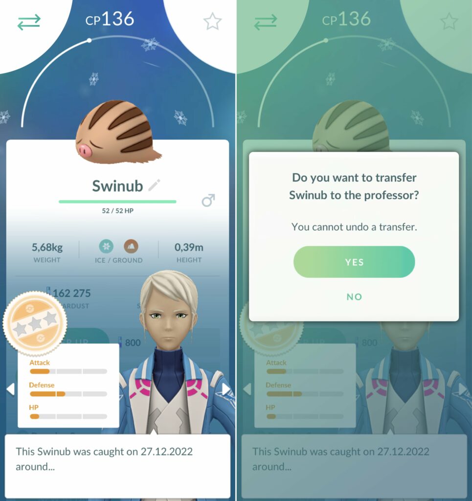 Idea: Transfer button in Appraisal screen. You know that your pokemon is nothing special. Turn it into candy with a transfer button in the top left corner. Also it's good idea for IV to be still visible in the transfer screen