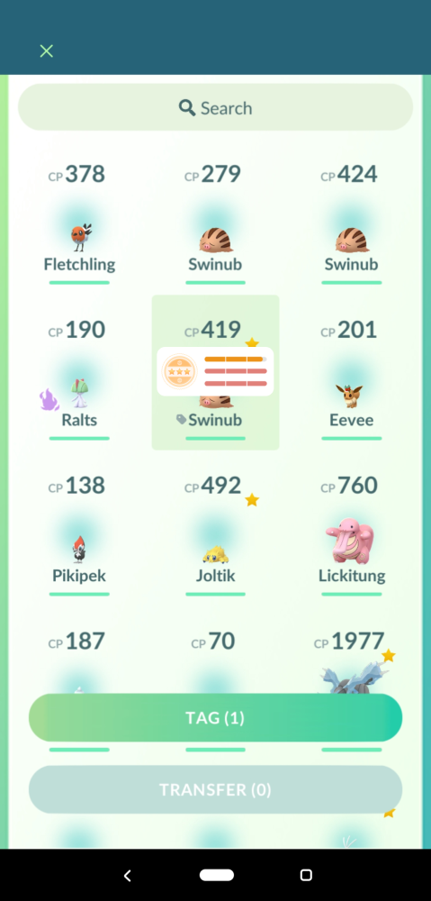 Idea: Quick Appraisal. An option that when selected in settings, would show Pokemon IVs and star rating when selecting Pokemon. This would make the experience fluid, and you wouldn't have to worry about transfering Pokemon with PvP stats