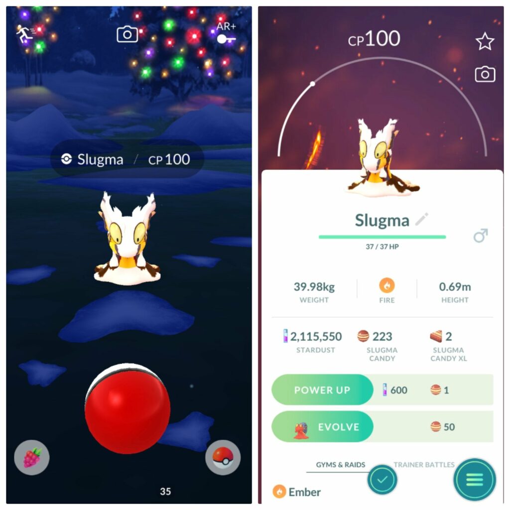 Slugma in Holiday Pikachu skin