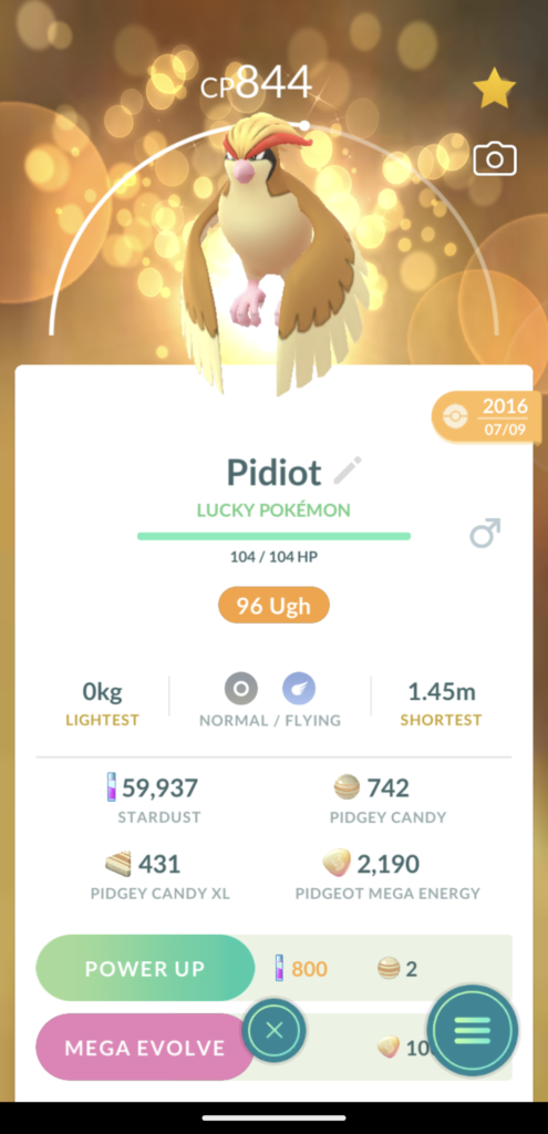 With the introduction of new sizes of Pokemon, I thought you guys would appreciate my Pidgeot that weighs nothing haha