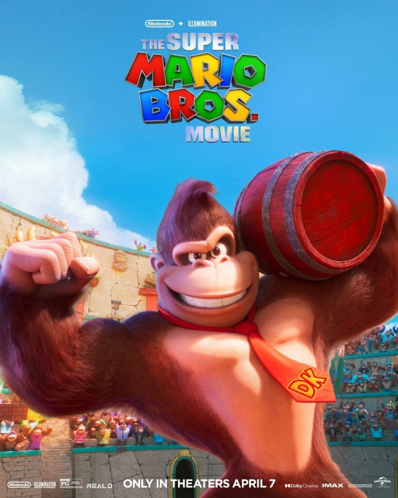Official DK poster for the Mario movie. In the bottom right, you can see Diddy, Dixie and SWANKY Kong