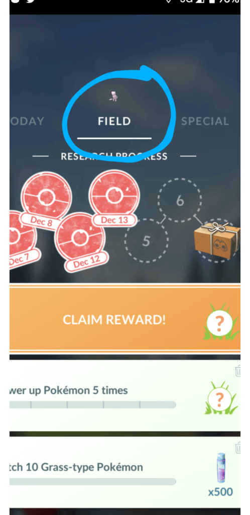 quick question, why does my field research have a mew at the top?