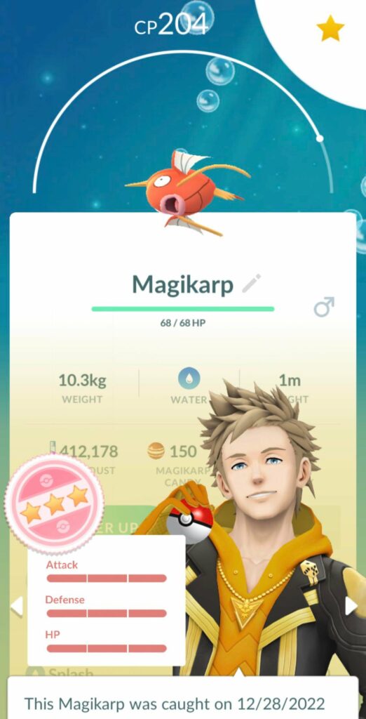 This magikarp just randomly appeared near me. I was nowhere close to water & was slightly confused as I caught it but after appraising it, I’m even more confused. What’s going on?