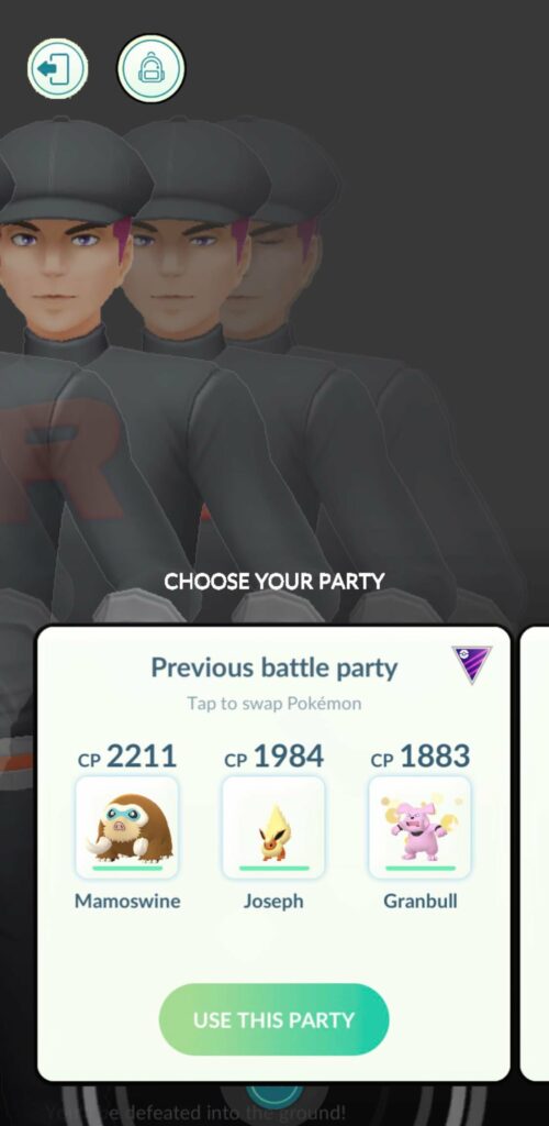 My brother had this glitch when encountering Team GO Rocket