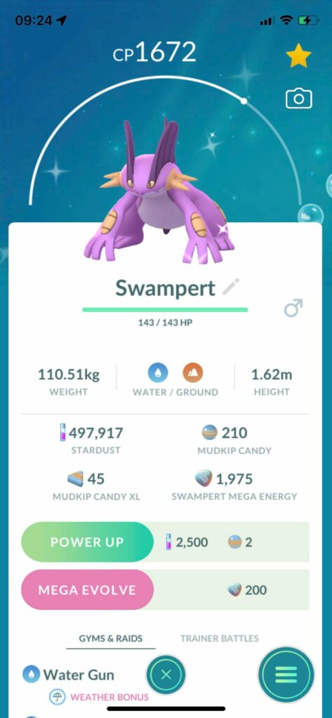 How much energy to max out the megas?