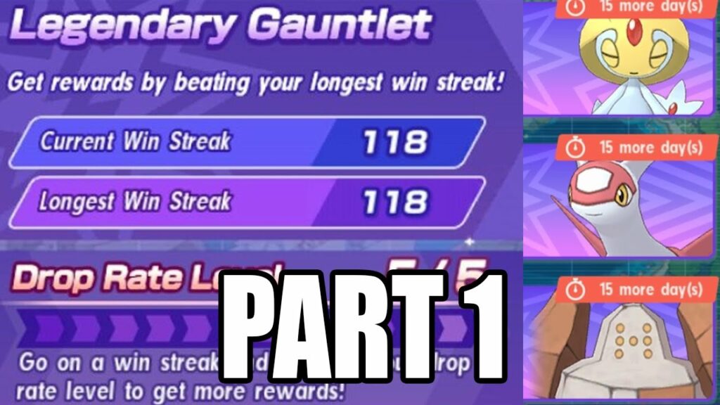 [Pokemon Masters EX] Legendary Gauntlet 7 118 Winstreak Part 1 (Latias, Regirock, Uxie)