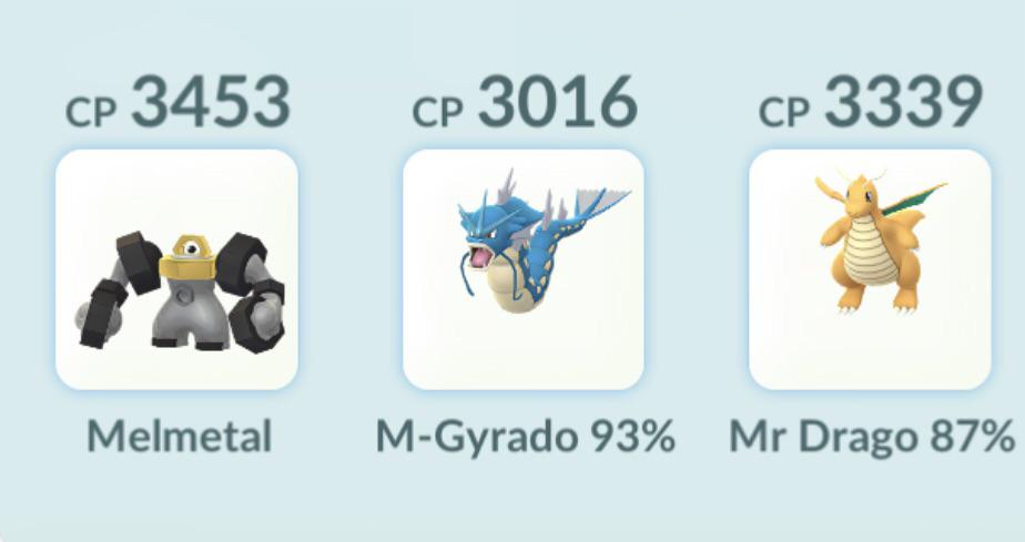 Need help to make my ML team. Melmetal with thunder shock and thunderbolt. Gyarados with waterfall, crunch and outrage. Dragonite with dragon breath and draco meteor.