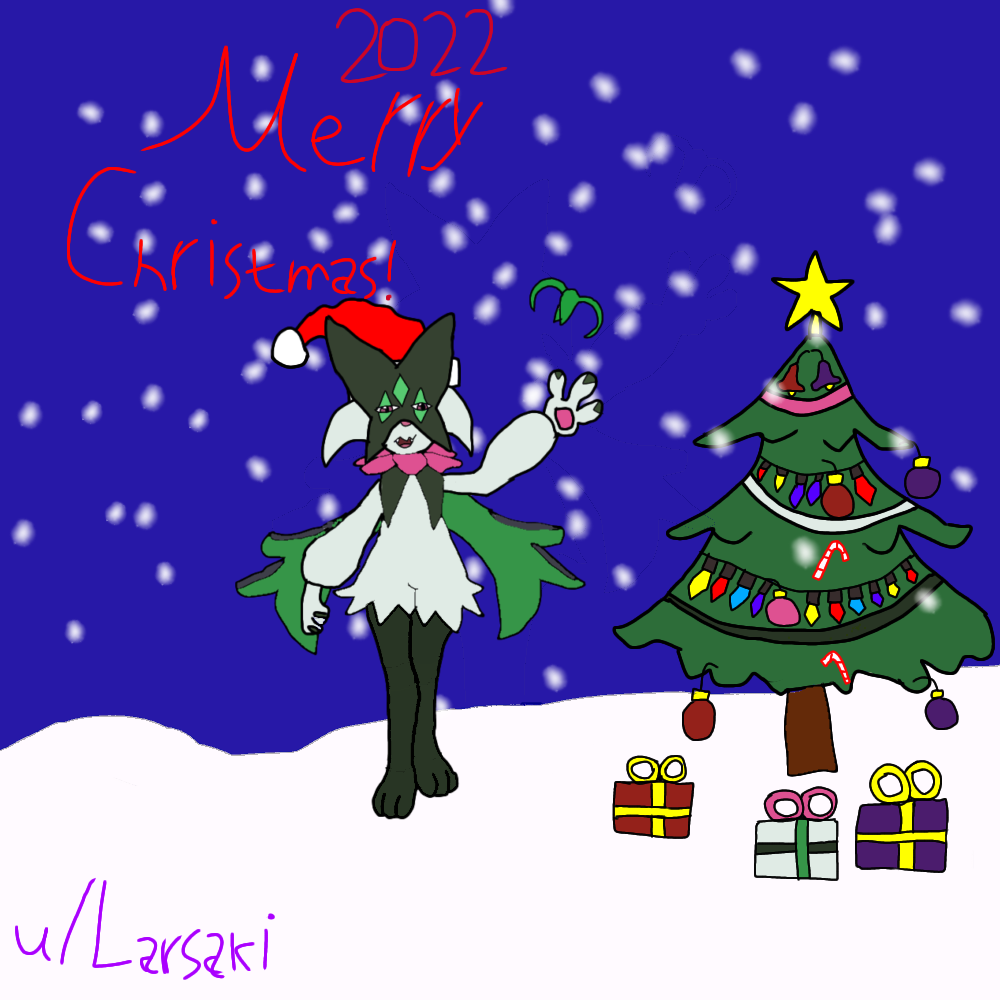 [OC] Forgot to post this but anyways, Meowscarada wishes you a Merry Christmas!