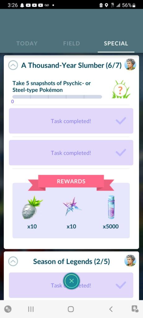 I can't finish this special research despite having taken tons of shots of the appropriate mons. Anyone else? Advice?
