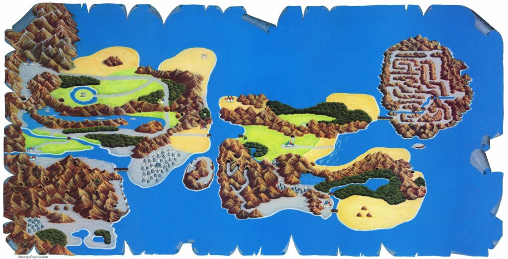 I scanned and cleaned the Nintendo Power poster map of Hyrule from Zelda II: The Adventure of Link. There wasn't a good version online before. 2400dpi versions being uploaded