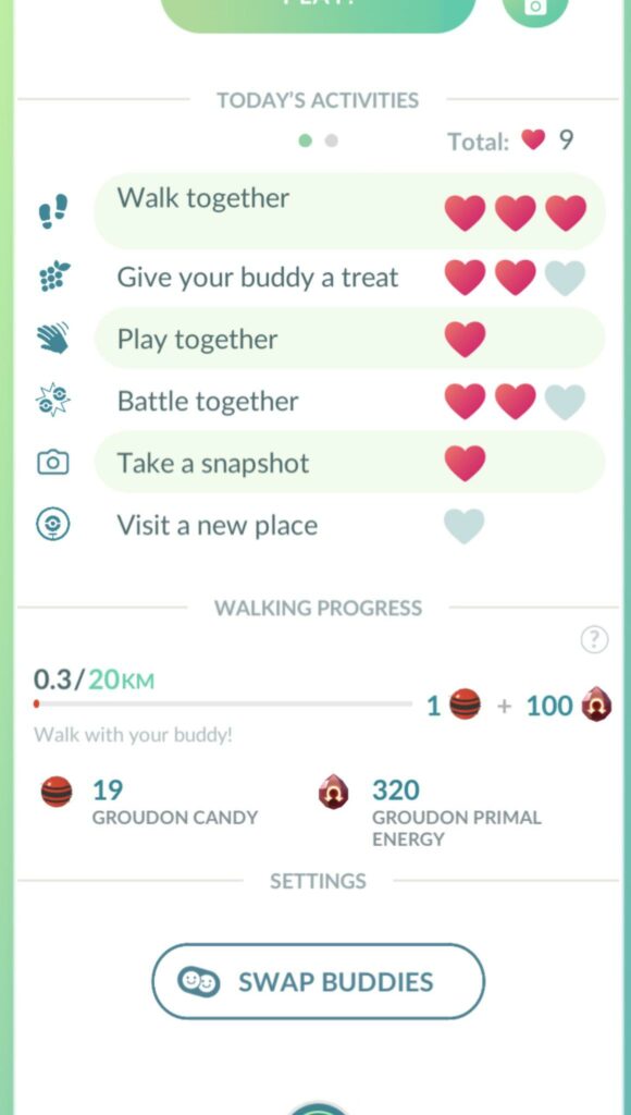 I don’t get it, I end up walking more than 20 KM but I’m not receiving the 100 primal energy, am I doing something wrong? Does it have to be fully fed and walking on the map for it to count as walking? TIA!