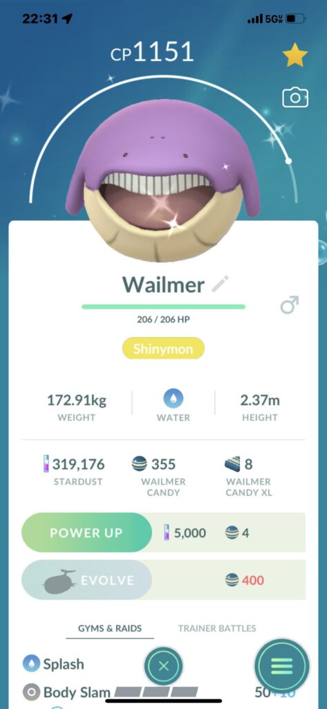 Really Really can't beat the moment of one minute thinking " Man I really want to hunt down a shiny wailmer" & then getting that shiny of your choice... Bloopy boi go wuwuwuwu right into home