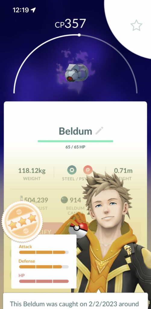 My second shadow beldum encounter. 14/13/15!! Should I purify for the shundo? Or keep as is?