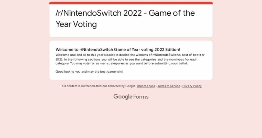 The /r/NintendoSwitch GOTY 2022 Awards - Voting Now Open!