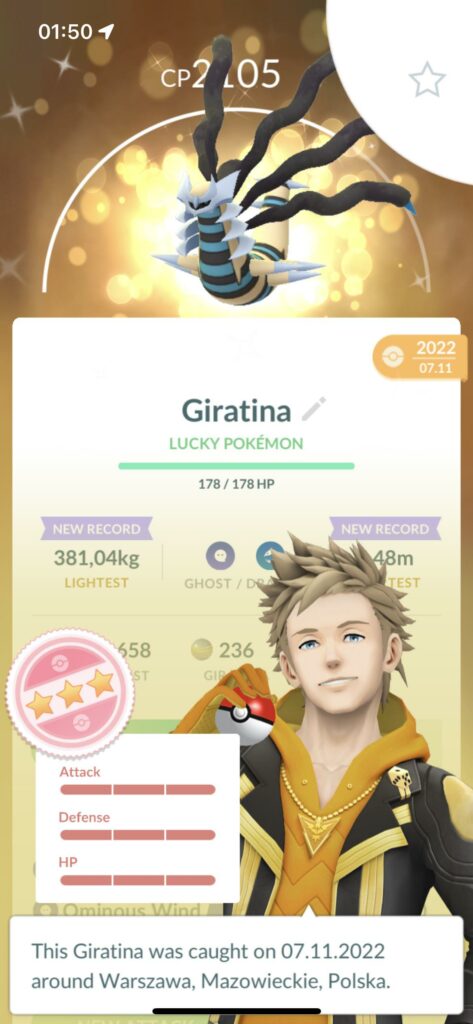 Finally after waiting almost 5 months to get lucky friends with my gf so we can trade giratinas I got this <3