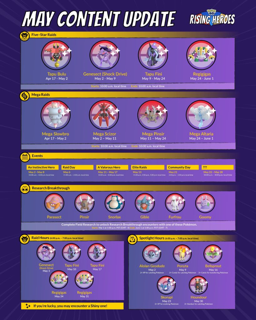 May events announced