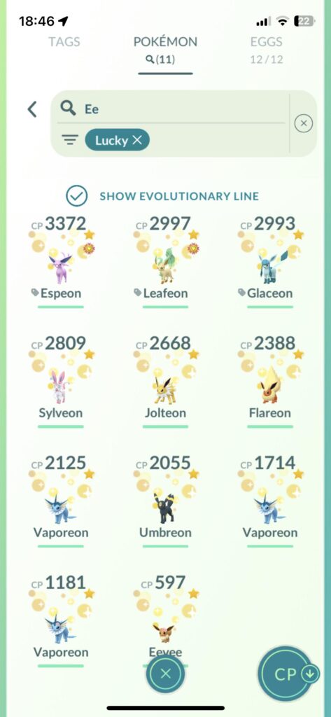 I finally have all the lucky eevee evolutions :))