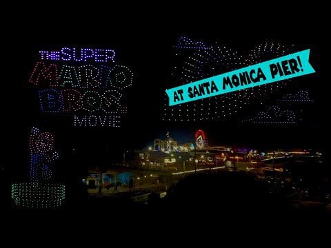 The Super Mario Bros. Movie - Drone light show over Santa Monica Pier!
