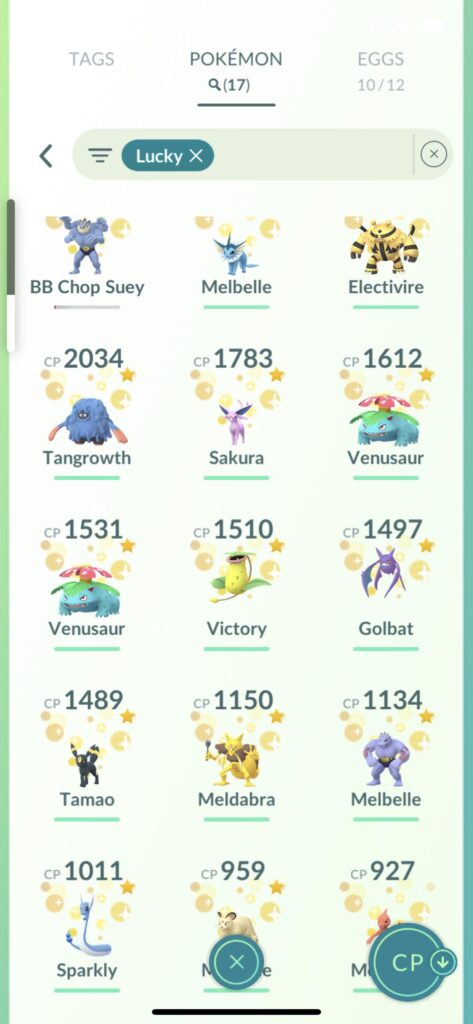 Pretty happy with my Lucky collection! My next hope is for a lucky Eevee that I can evolve into sylveon!