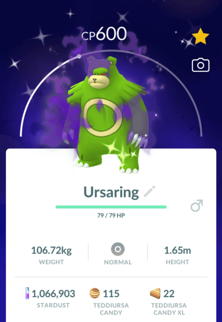 I caught a shiny teddiursa and evolved it. have to wait til May 5 to evolve Ursaring.