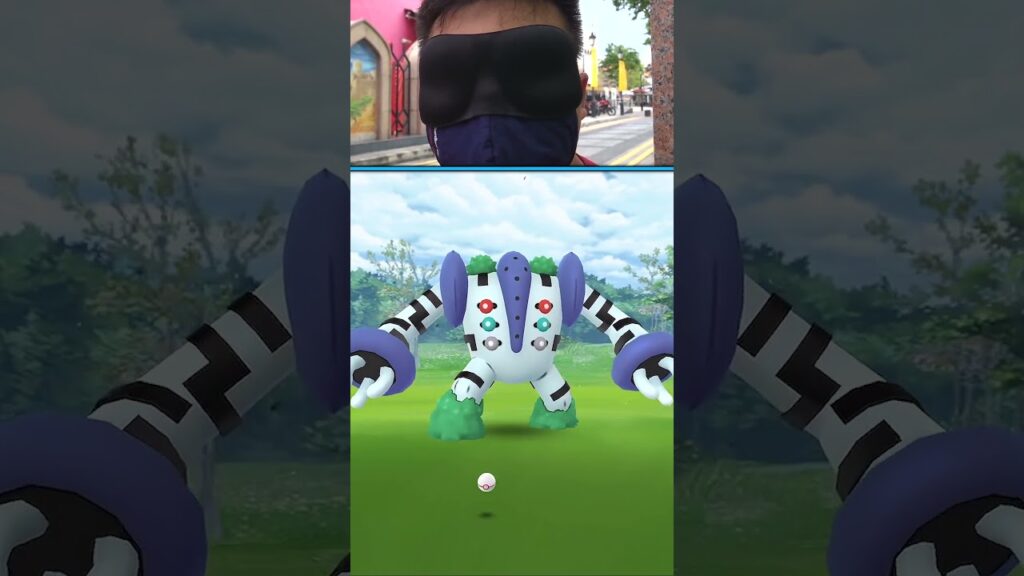BLINDFOLDED Shiny Regigigas Last Ball Challenge! - Pokemon GO, #shorts