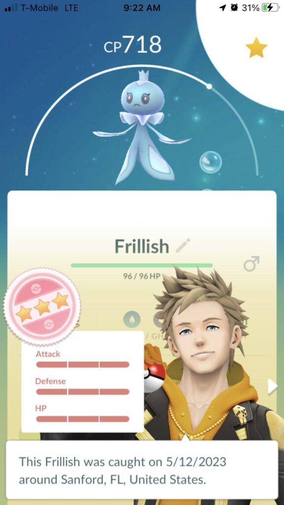 Hundo male frillish from go battle league!