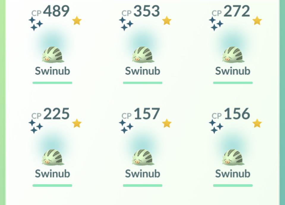 I got 6 shiny swinubs!!!