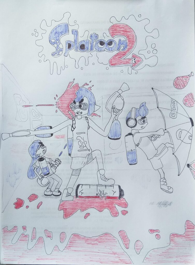 Just got a Switch and I'm making fanart of what I'm playing, this is my first game on it. Made with regular pens :)