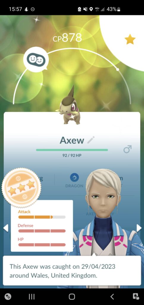 Caught a Shiny Axew!