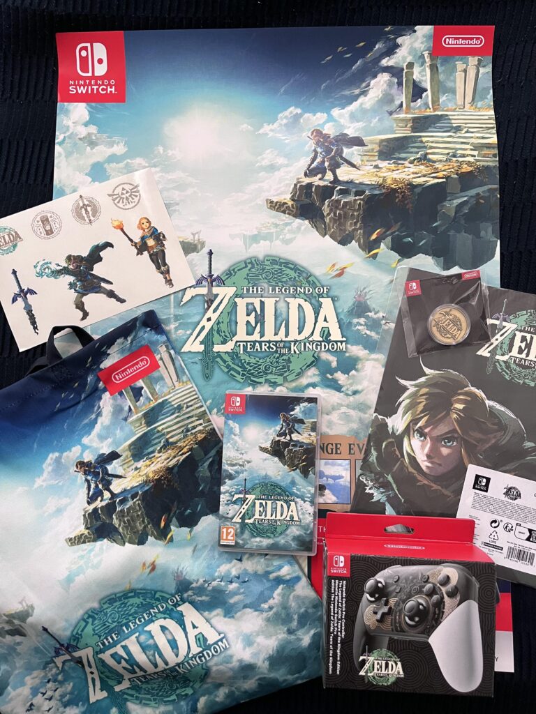 Pre-order gifts I received with my copy of TOTK and the Pro controller.