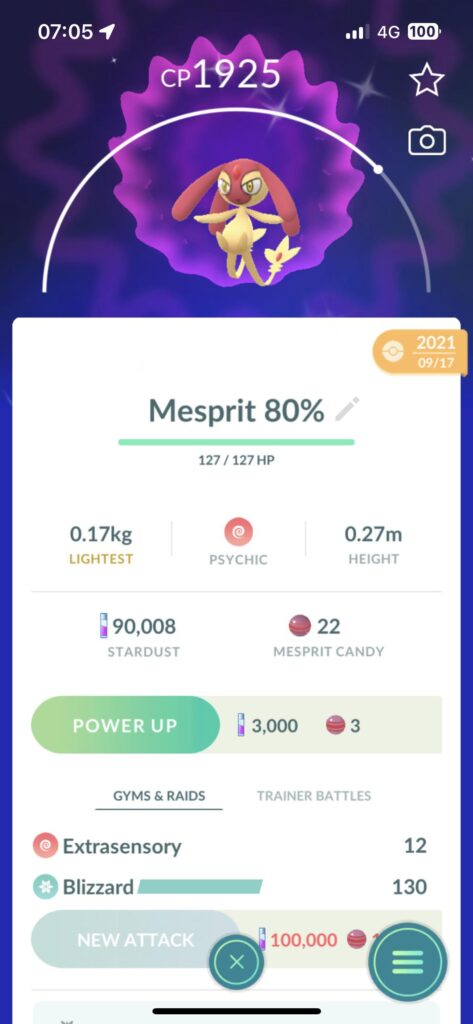 Read that mesprit is very rare. Wanted to show my shiny mesprit.