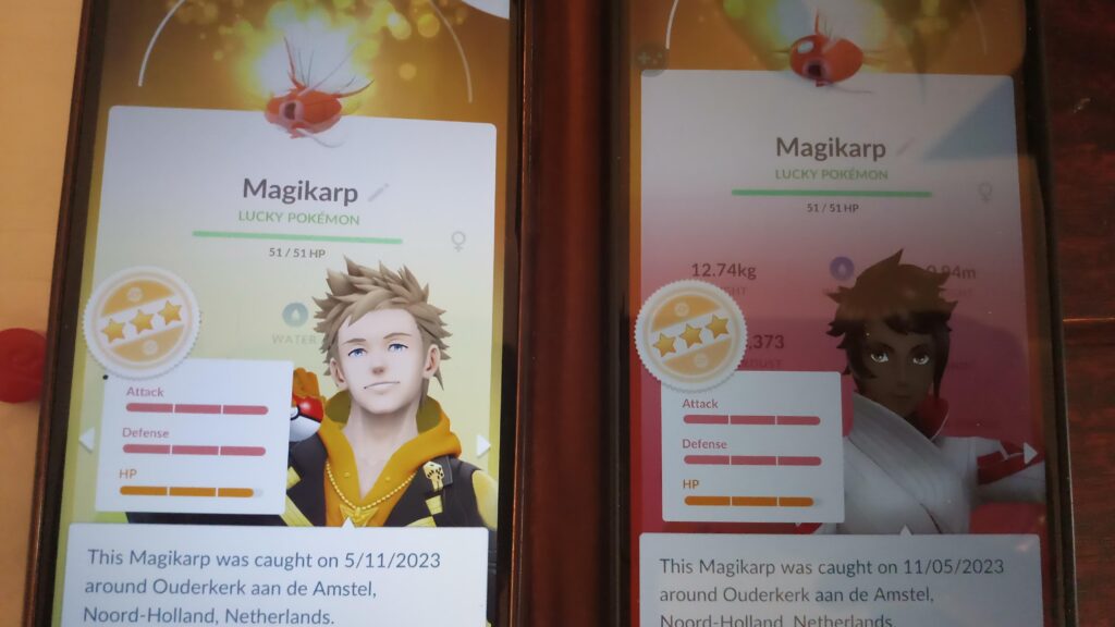 So close!! Random mirror trade with son almost got us both perfect magikarps...