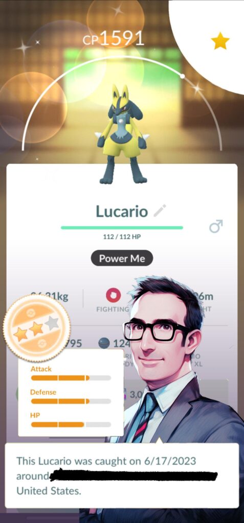 It's no shundo, but John likes the shiny Lucario
