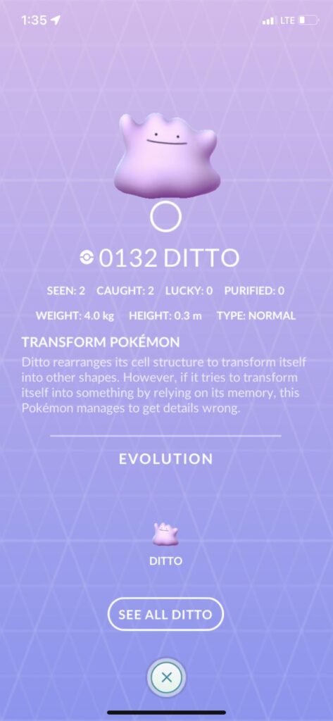 if you come across a ditto disguised as another pokémon but don’t attempt to catch it, will it add to the seen count?