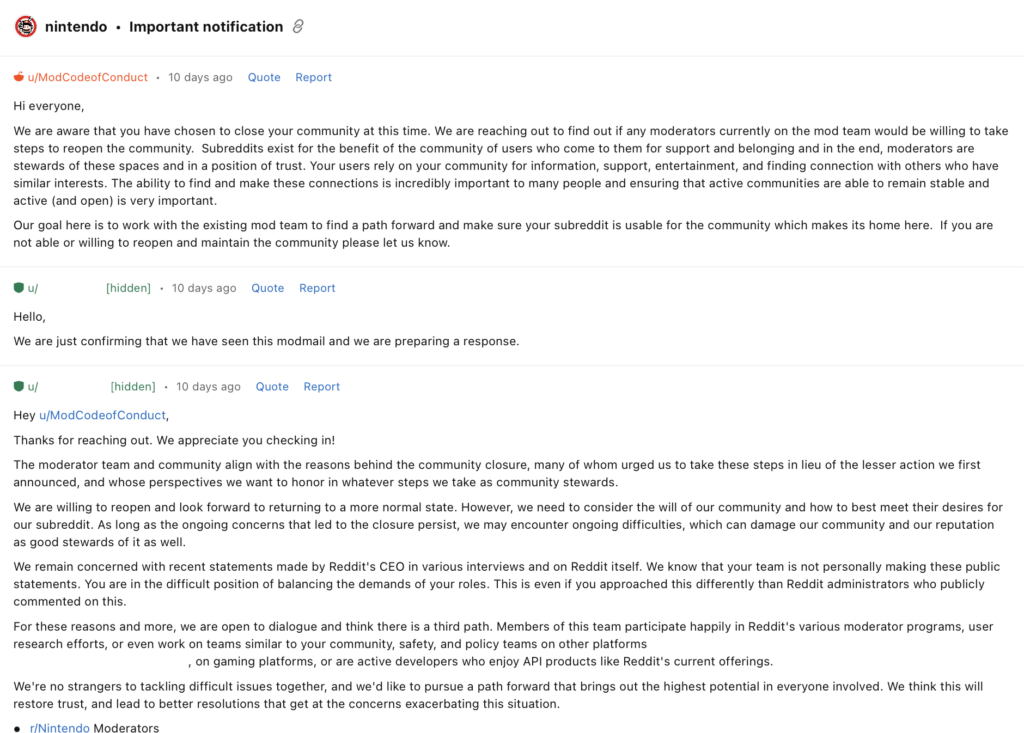 r/Nintendo Votes on Next Steps for the Reddit Protest