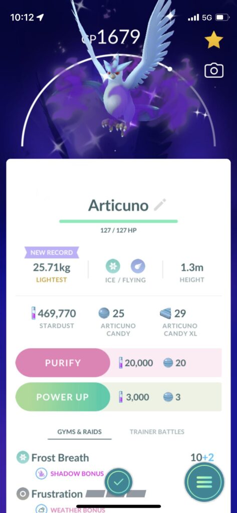 Shadow Articuno on the 5th raid 🤩