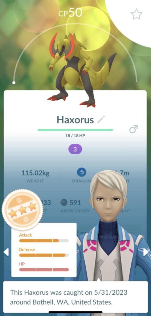Evolved my 3 ⭐️ 15 CP Axew