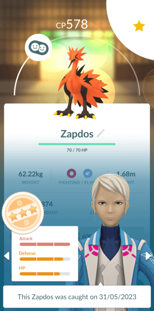 My daughter took a gamble on a low CP for her master ball. Happy with the IVs.