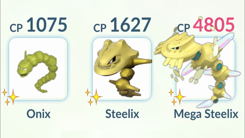 Shiny (Onix, Steelix, Mega Steelix) Family in Pokemon Go Battle League.