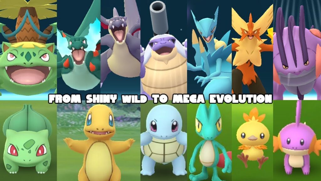 Catching these shiny starters in the wild and mega evolve them in Pokemon GO