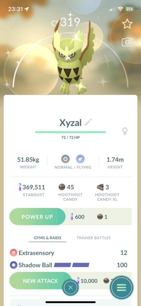 Just caught this shiny Noctowl!