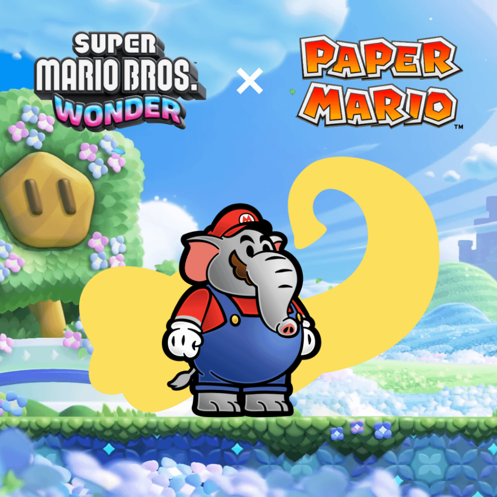 I recreated Elephant Mario in Paper Mario Style (+wallpaper)