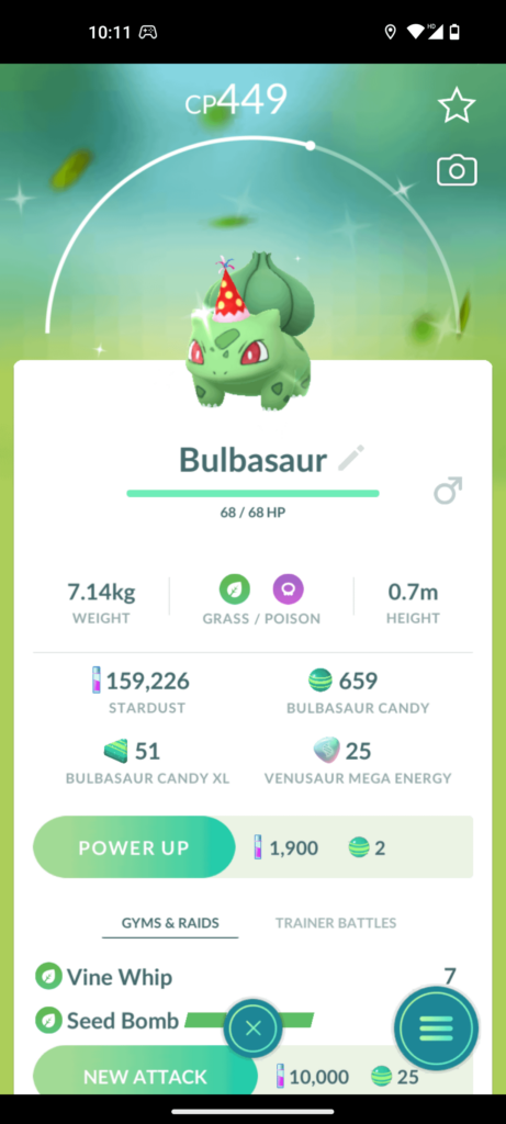 TIL You can't evolve event Bulbasaur